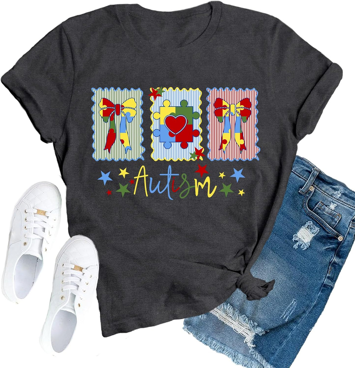 Autism Awareness Shirts for Women Mental Health T-Shirt - Grey