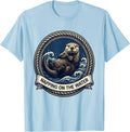 Men's Napping on the Water Sea Otter Design T-Shirt - Baby Blue