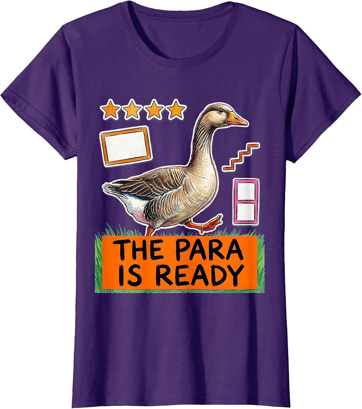 Women's The Para Is Ready Naive Kidcore Funny SPED Teacher T-Shirt - Purple