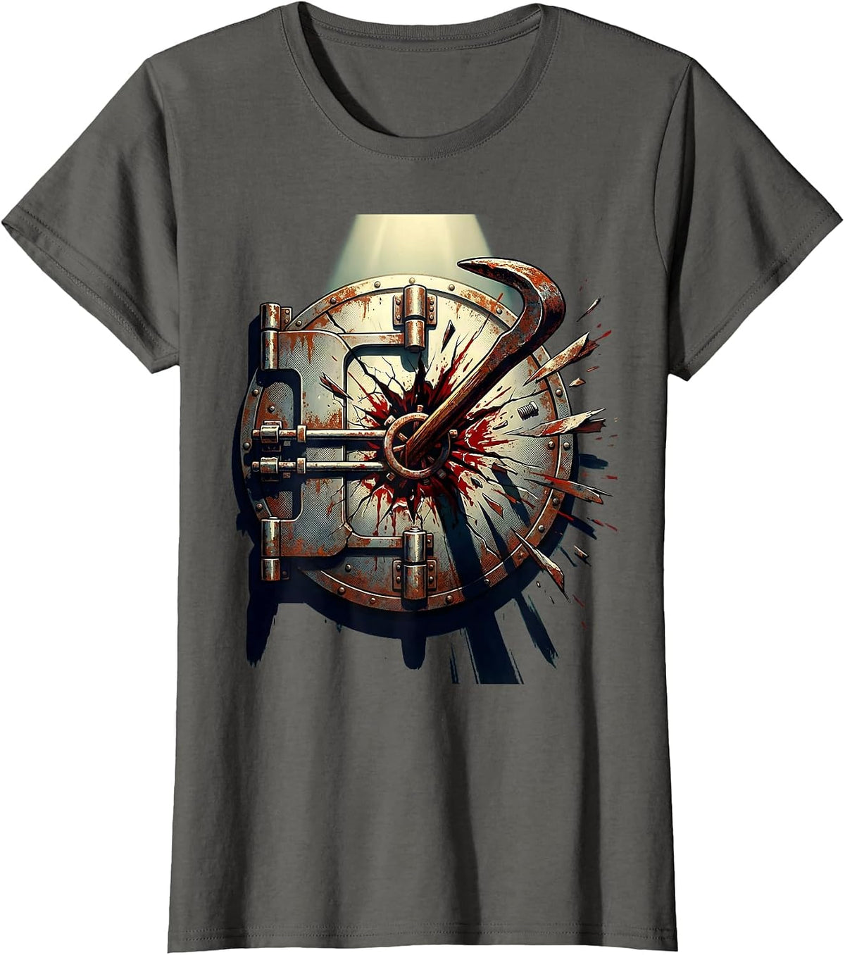 Women's Crowbar Vault Break-In Graphic Design T-Shirt - Asphalt Grey