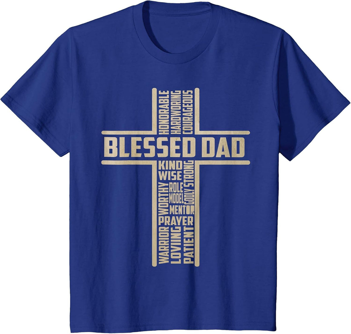 Vintage Blessed Dad Fathers Day Cross Christian Papa Husband T-Shirt - Royal Blue
