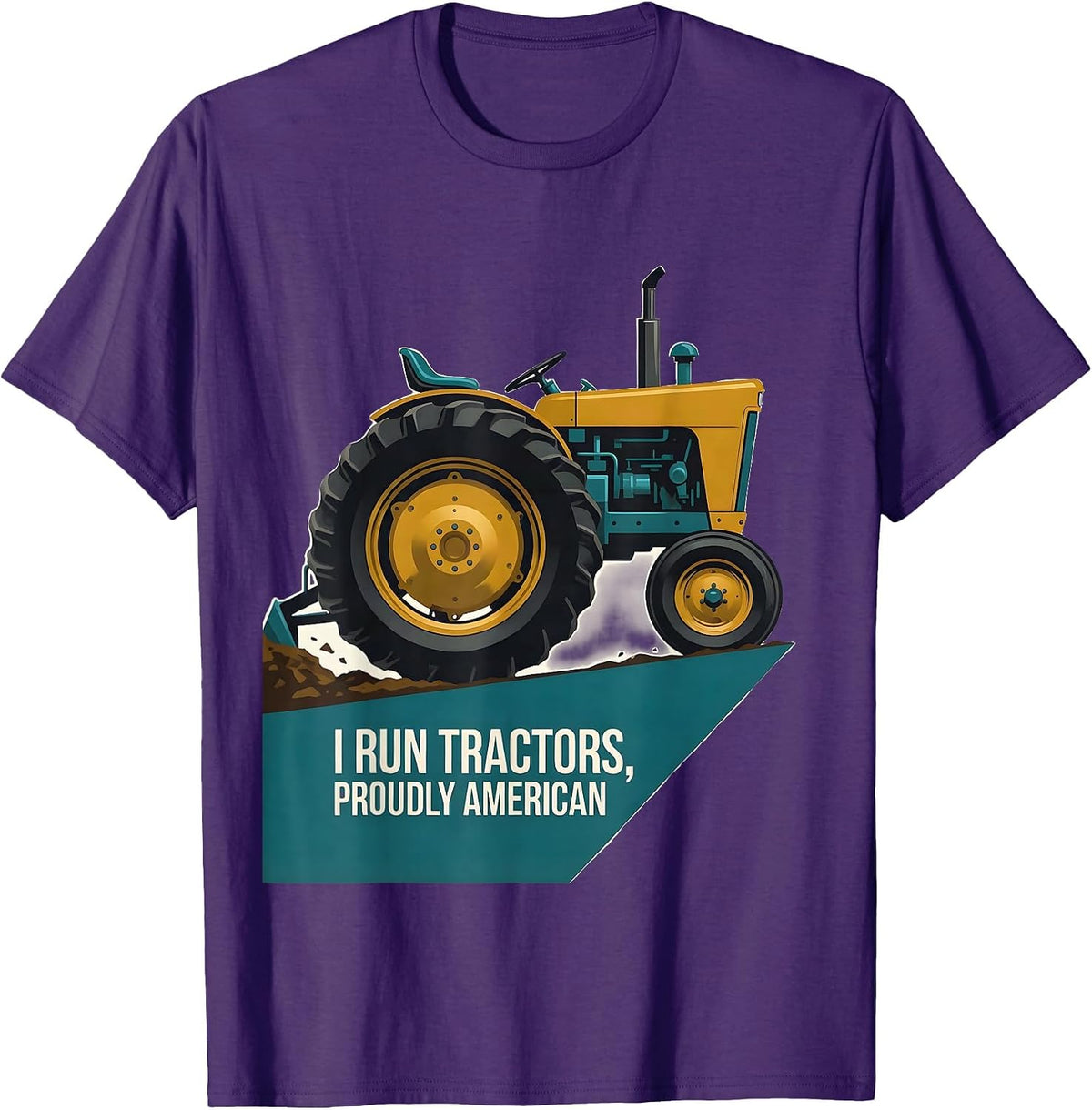 I Run Tractors, Proudly American Midcentury Modern Farmer T-Shirt - Purple