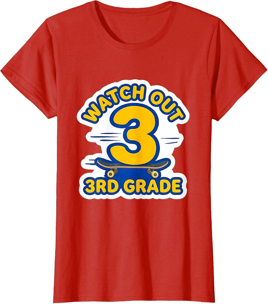 Women's Watch Out, 3rd Grade Funny Back To School Kids Teacher Humor T-Shirt - Red