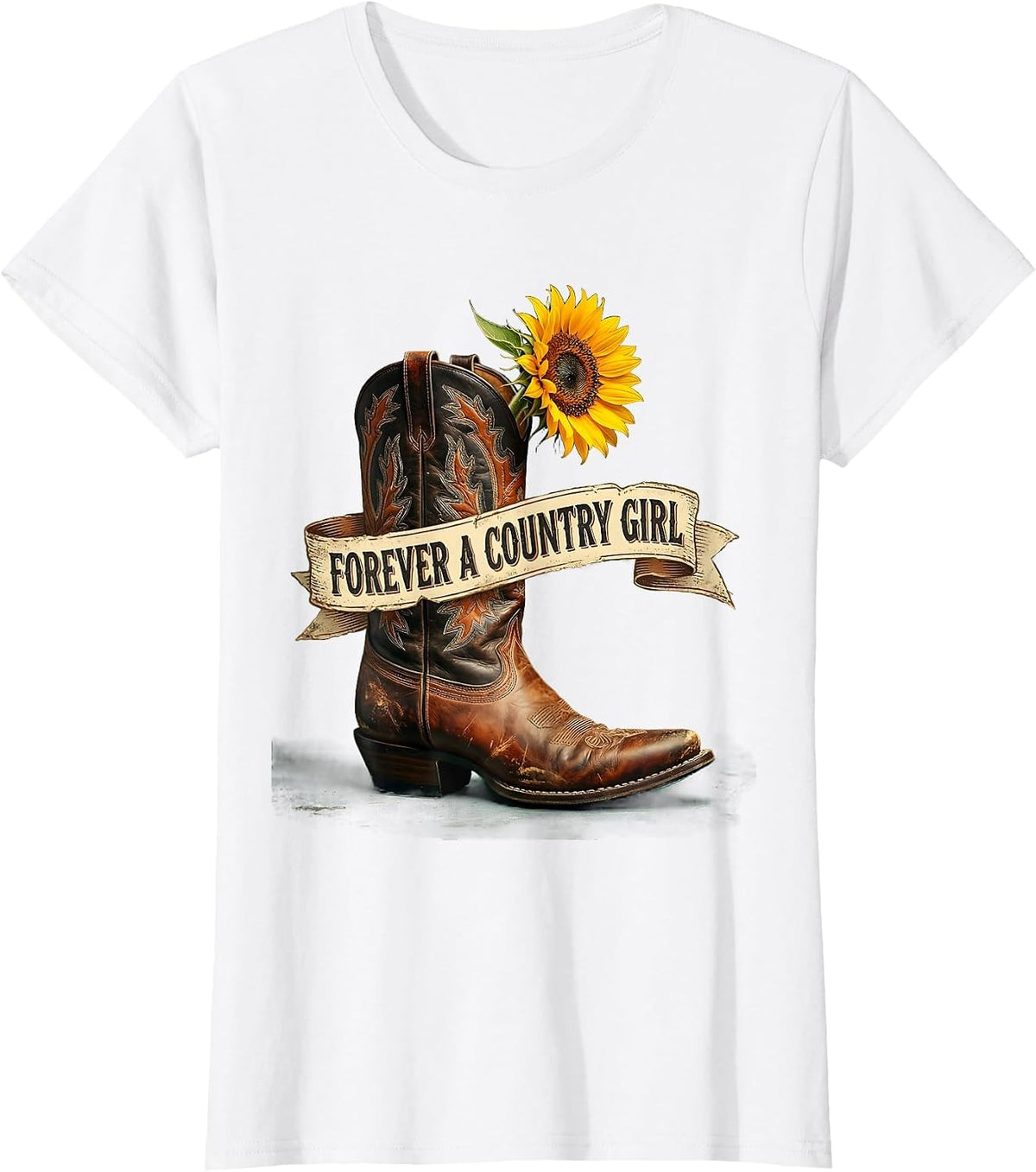 Forever A Country Girl 90s Country Music Design T-Shirt - White