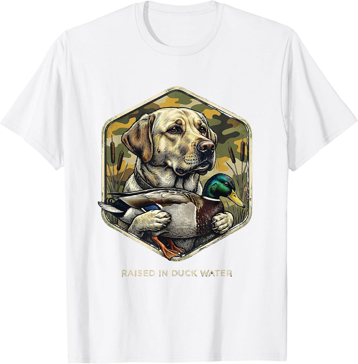 Men's Raised In Duck Water Vintage Labrador Waterfowl Hunting T-Shirt - White
