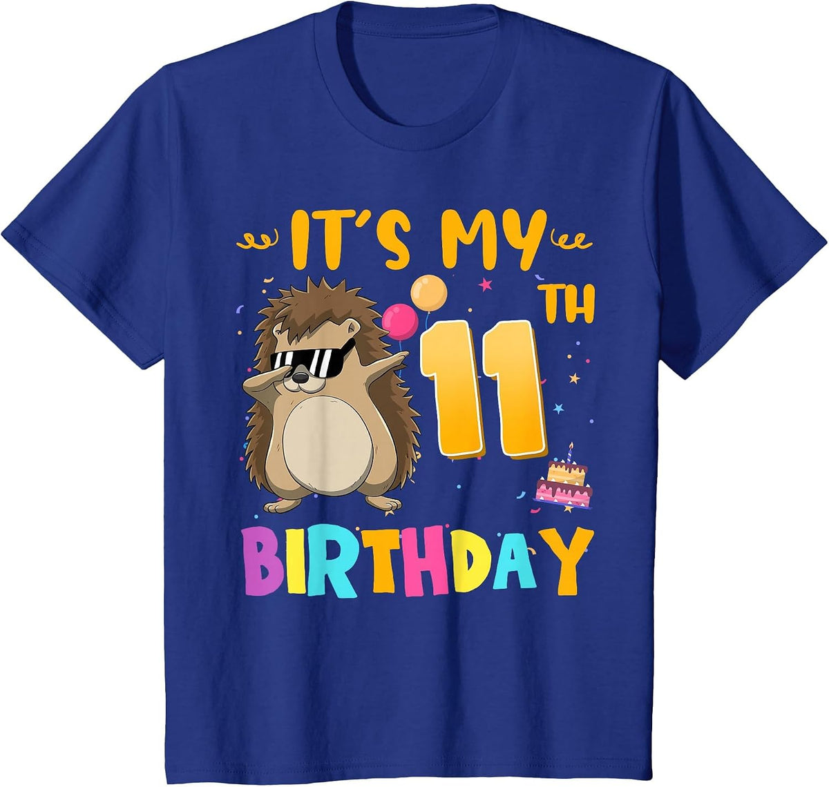 It's My 11th Birthday Dabbing Hedgehog 11 Years Old T-Shirt - Royal Blue