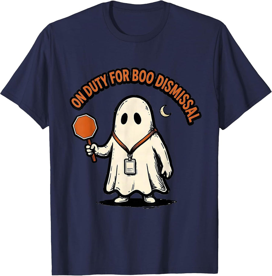 On Duty For Boo Dismissal Funny SPED Paraprofessional T-Shirt - Navy Blue