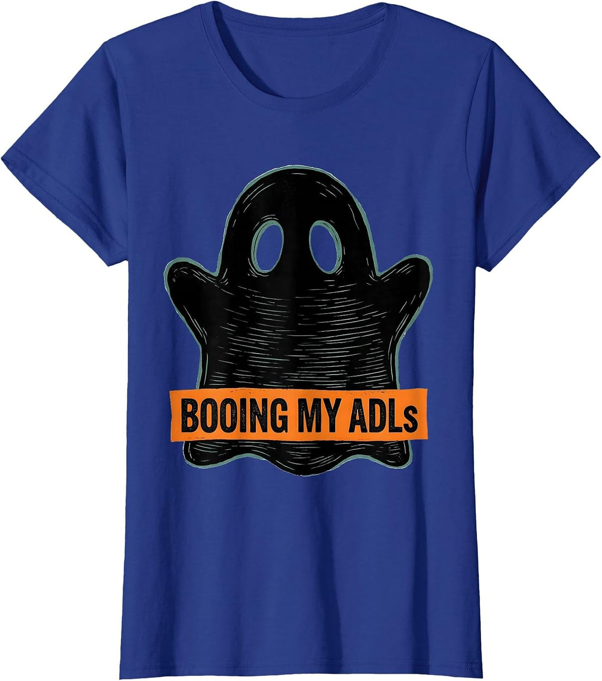 Women's Booing My ADLs Funny Occupational Therapy Halloween Work T-Shirt - Royal Blue
