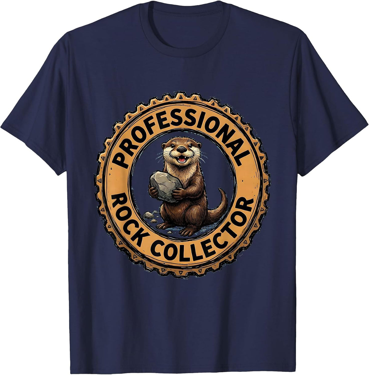 Professional Rock Collector Otter Design T-Shirt - Navy Blue