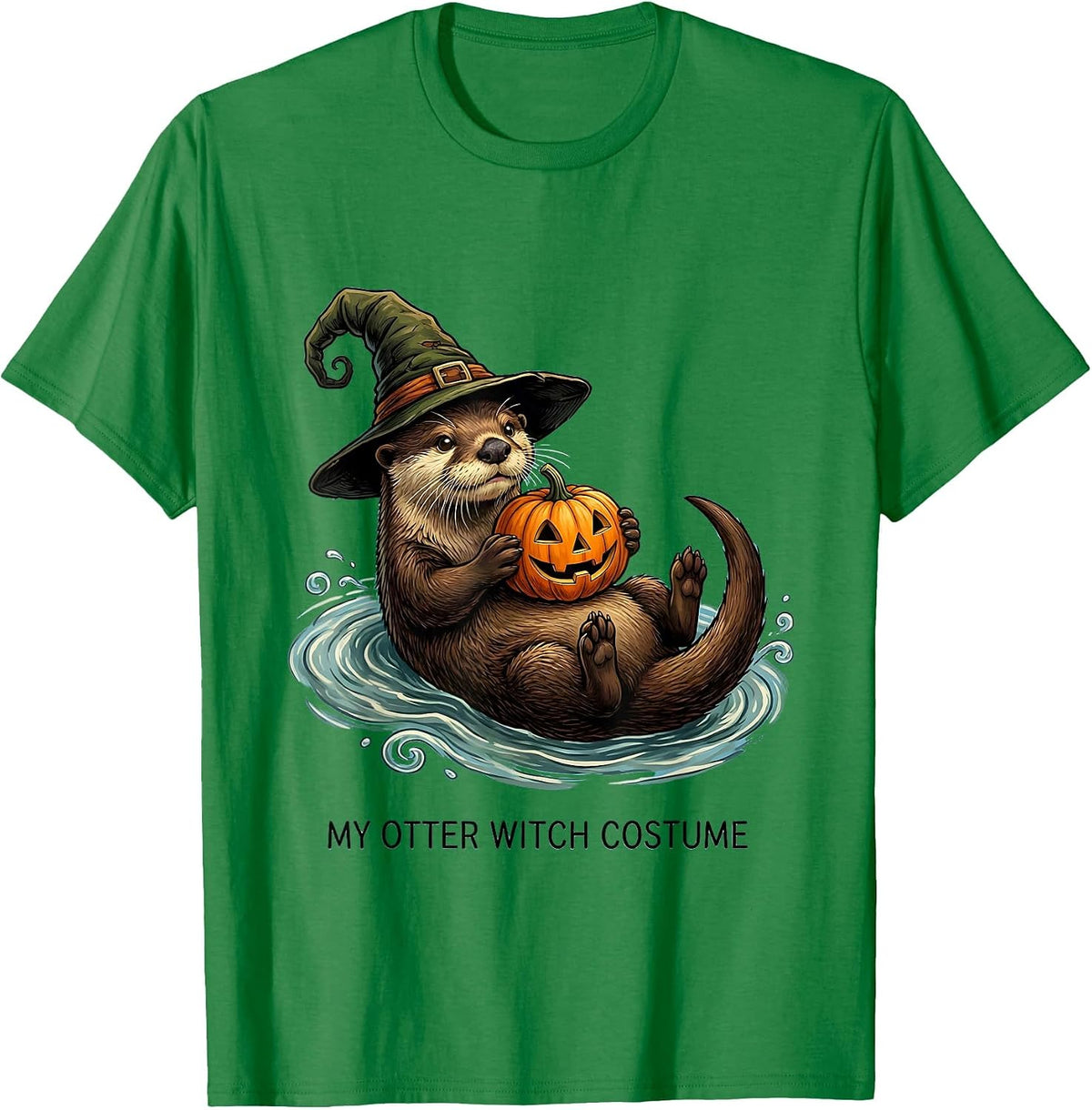 Men's My Otter Witch Costume Funny Halloween Animal Lover T-Shirt - Kelly Green