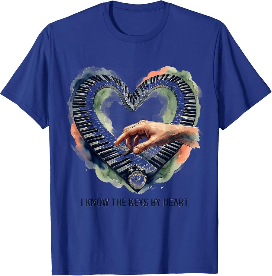 I Know The Keys By Heart Funny Pianist Piano Teacher Gift T-Shirt - Royal Blue
