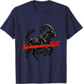Goat Silhouette Linocut Animal Lover Humor T-Shirt - Navy Blue