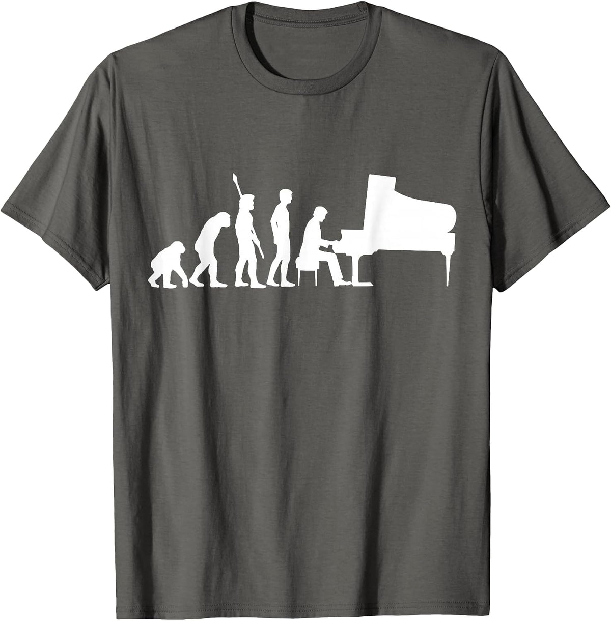 Funny Piano Player Pianist Musician Saying I Evolution T-Shirt - Asphalt Grey