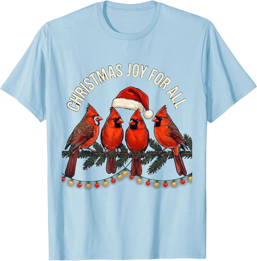 Men's Christmas Joy For All Festive Family Matching Santa Hat T-Shirt - Baby Blue