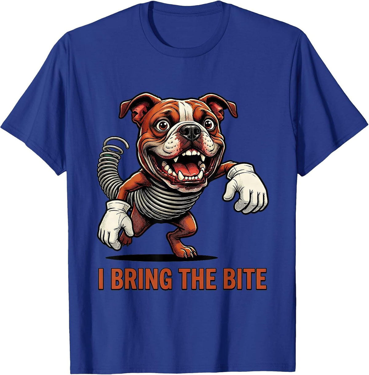 Men's I Bring The Bite Retro Cartoon Pitbull Funny Dog Owner Meme T-Shirt - Royal Blue