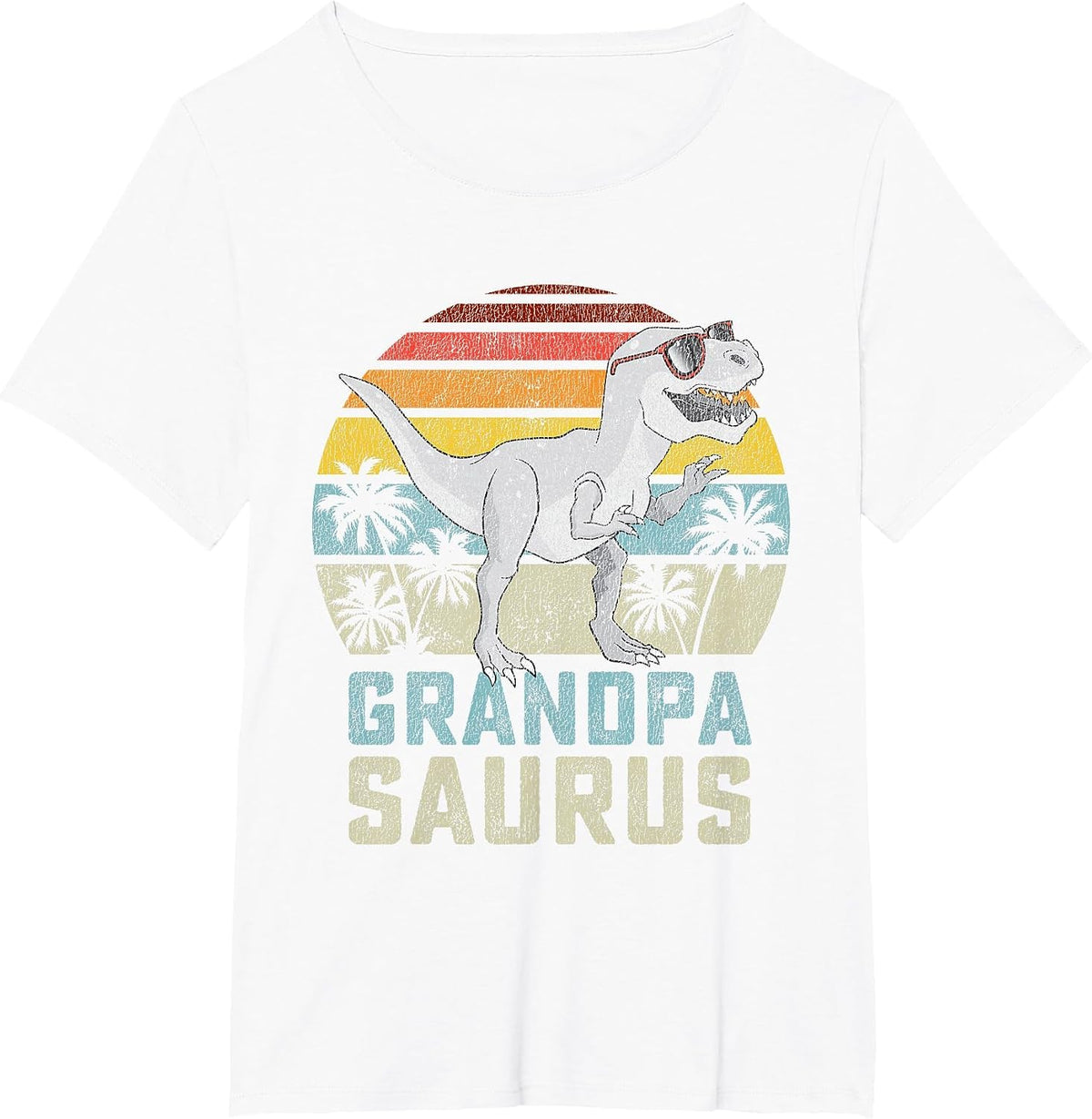 Grandpasaurus T Rex Dinosaur Grandpa Saurus Family Matching T-Shirt - White