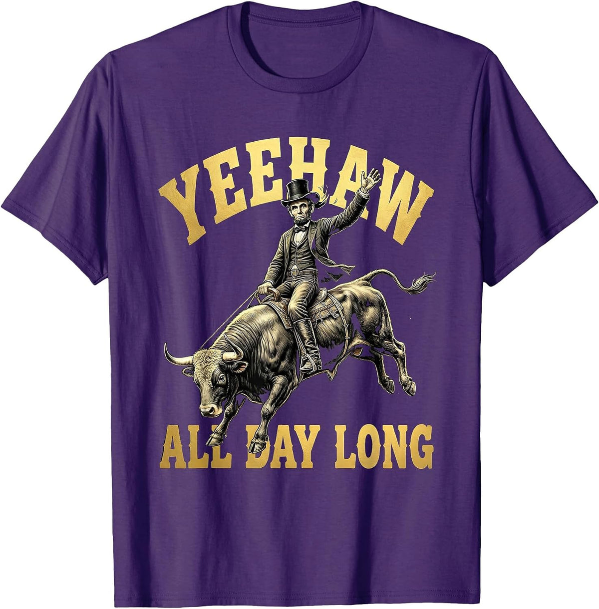 Men's Yeehaw All Day Long Country Western Design T-Shirt - Purple