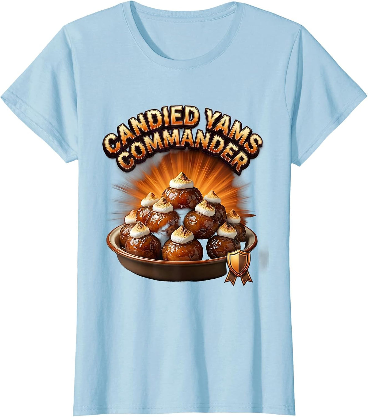 Candied Yams Commander Bootleg 90's Rap Rock Vintage Funny T-Shirt - Baby Blue