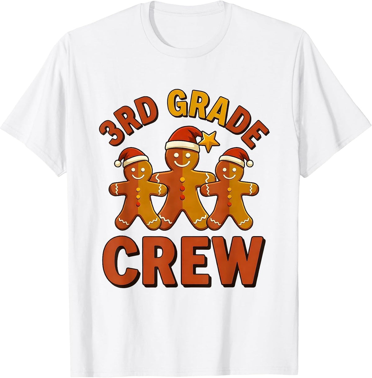 Men's 3rd Grade Crew Funny Teacher Christmas Classroom Humor T-Shirt - White