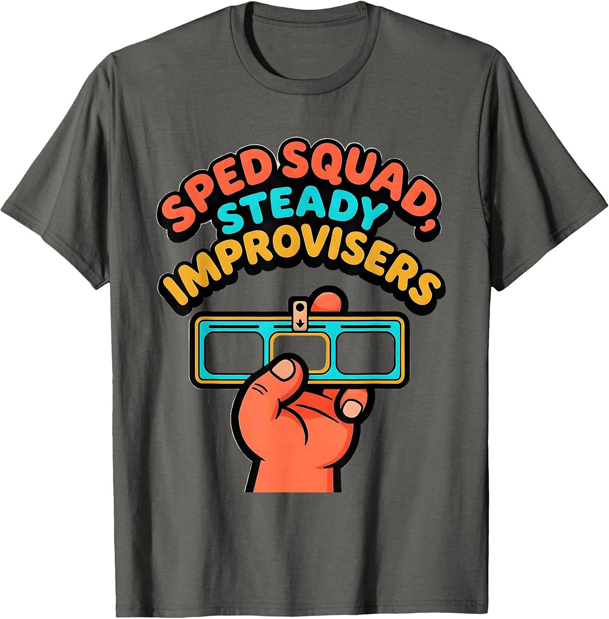 SPED Squad Steady Improvisers Cartoon Special Education T-Shirt - Asphalt Grey