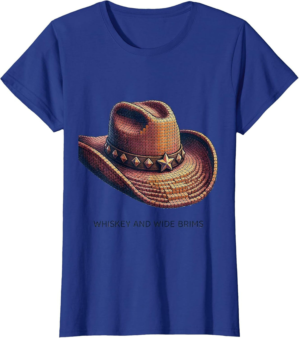 Women's Whiskey and Wide Brims Cowgirl Design T-Shirt - Royal Blue