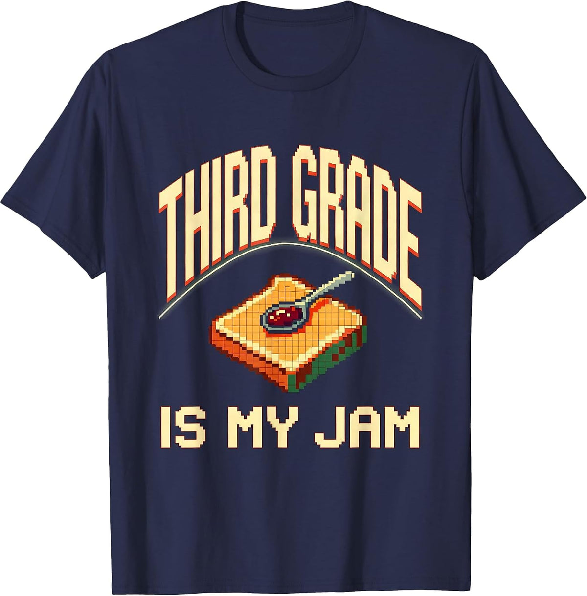 Third Grade Is My Jam Retro Pixel Art Teacher Student T-Shirt - Navy Blue
