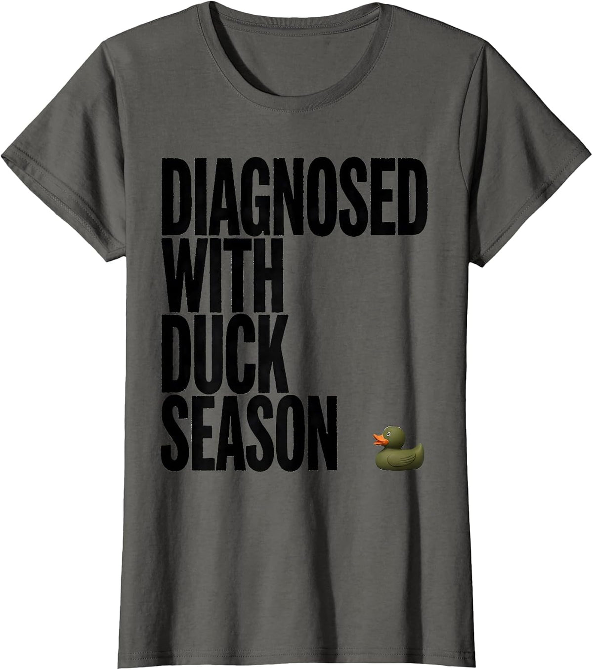 Women's Diagnosed With Duck Season Rustic Hunting Dog Waterfowl T-Shirt - Asphalt Grey