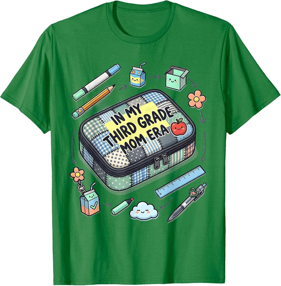 Men's In My Third Grade Mom Era Retro Teacher Back to School T-Shirt - Kelly Green
