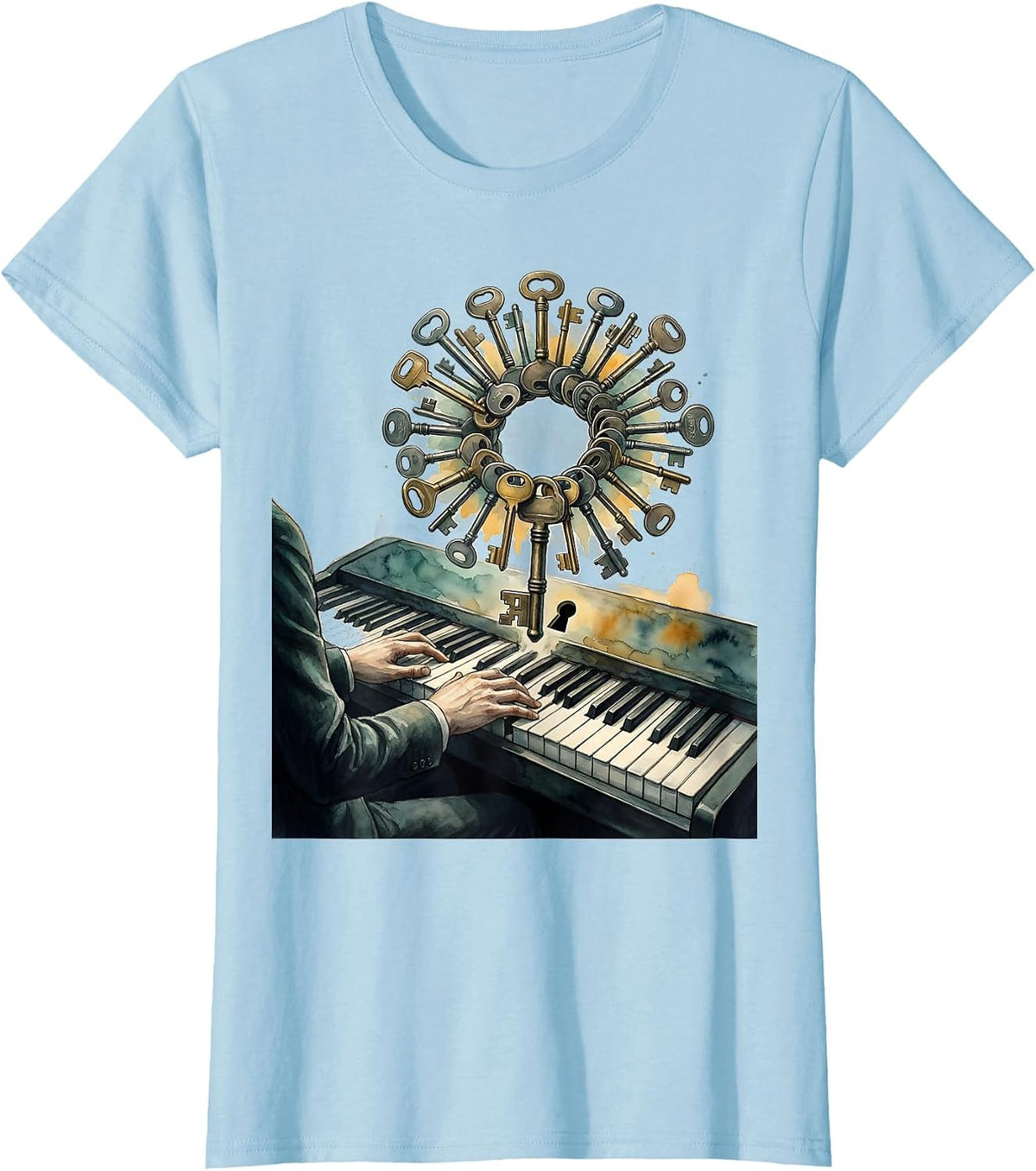 Women's Pianist Keyboard Humor Gift Music Lover T-Shirt - Baby Blue