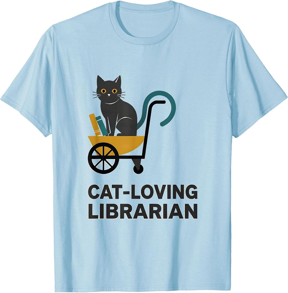 Men's Cat-Loving Librarian Kawaii Cat Lover Midcentury Modern T-Shirt - Baby Blue