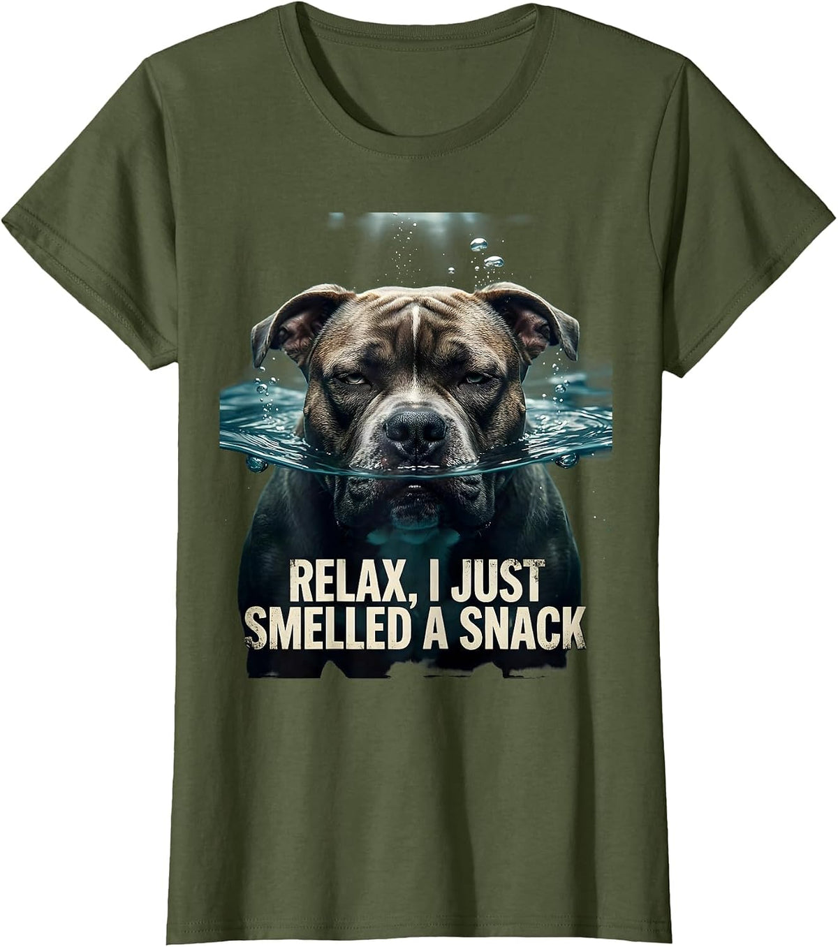 Women's Relax, I Just Smelled A Snack Funny Pitbull Mom Dog Lover T-Shirt - Olive Green