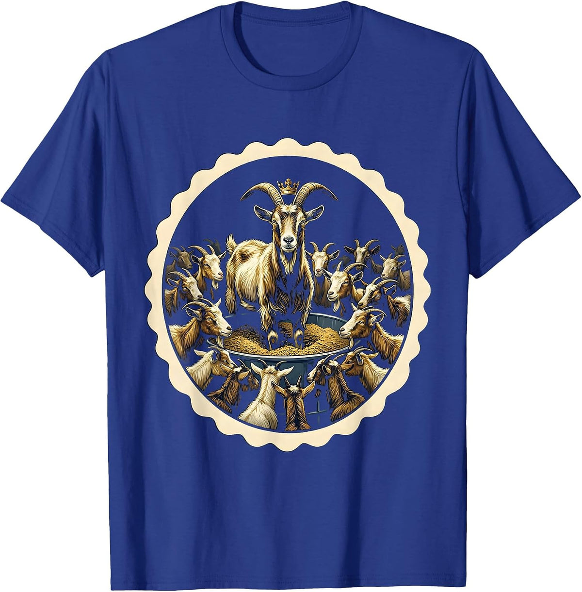 Goat Crown Emblem Funny Farmer Goat Lover Gift T-Shirt - Royal Blue