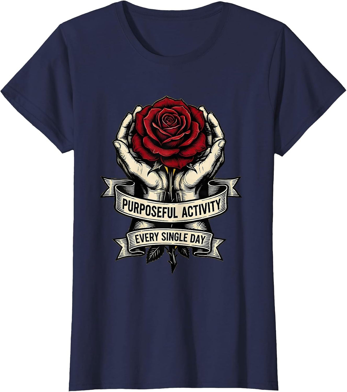 Women's Purposeful Activity Every Single Day OT Design T-Shirt - Navy Blue