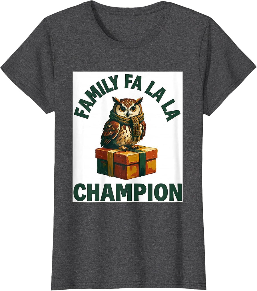 Women's Family Fa La La Champion Funny Christmas Math Music Teacher T-Shirt - Dark Heather Grey