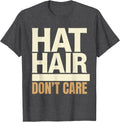 Men's Hat Hair Don't Care Cowboy Design T-Shirt - Dark Heather Grey