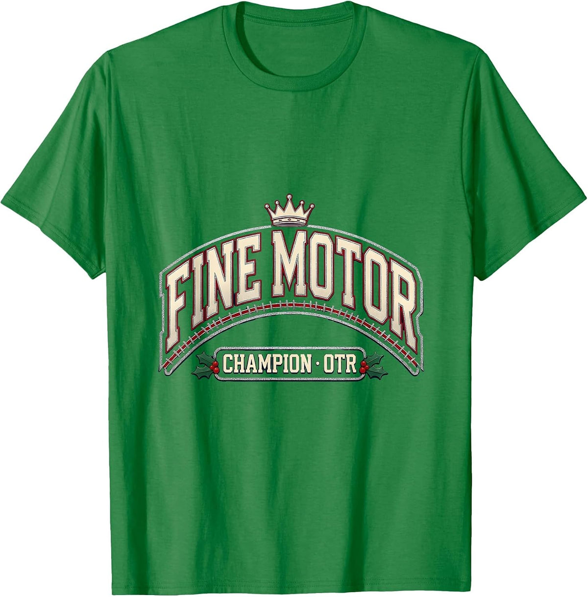 Men's Fine Motor Champion, OTR Sparkle Varsity Occupational T-Shirt - Kelly Green