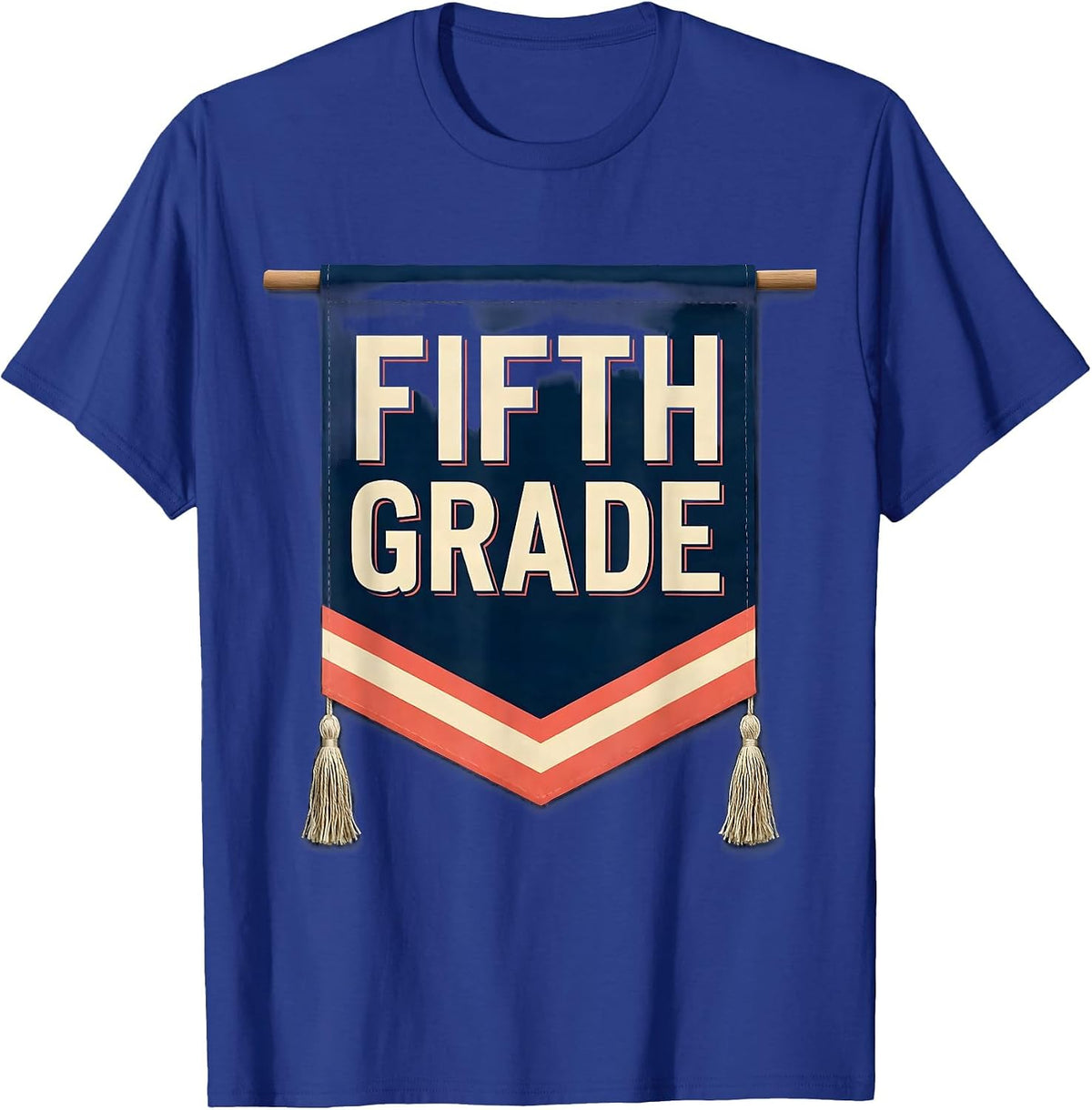 Men's Fifth Grade Cute Preppy Back To School Girls Pennant T-Shirt - Royal Blue