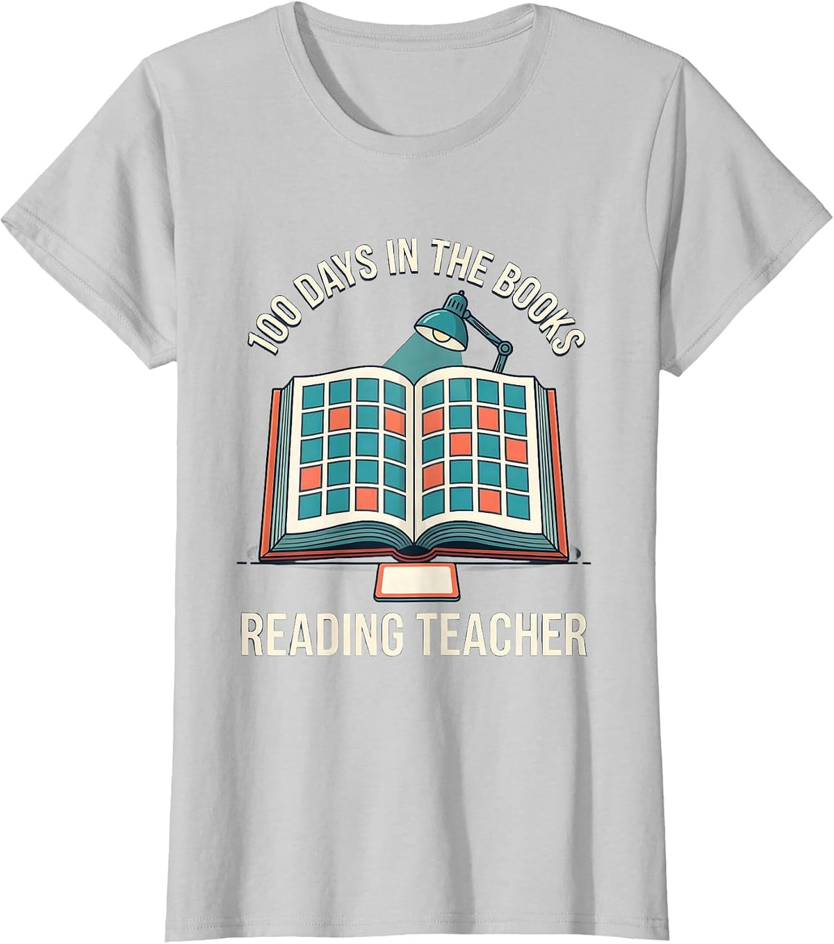 100 Days In The Books Reading Teacher Cheerful School Pride T-Shirt - Silver Grey
