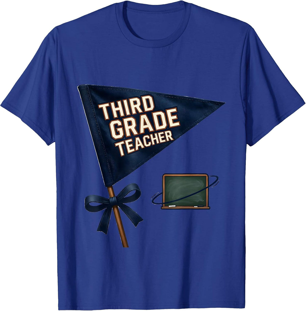 Men's Third Grade Teacher Pennant Flag Back To School Teacher T-Shirt - Royal Blue