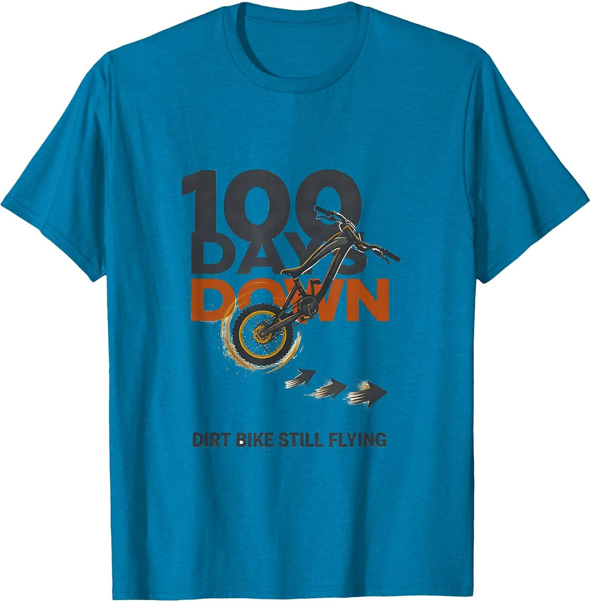 100 Days Down Dirt Bike Still Flying Funny Boys 100th Day T-Shirt - Sapphire Blue