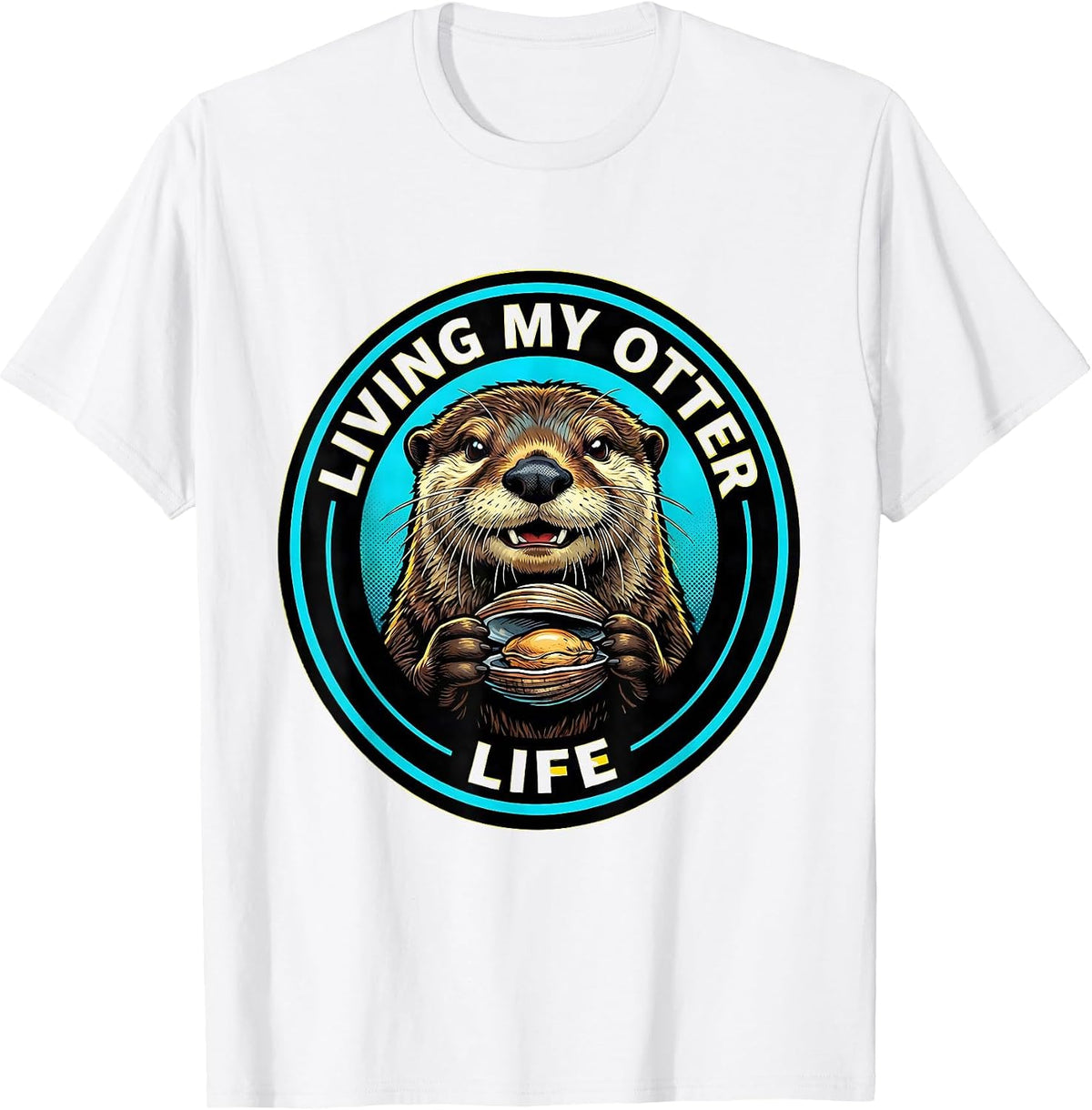 Men's Living My Otter Life Cute Otter Design T-Shirt - White