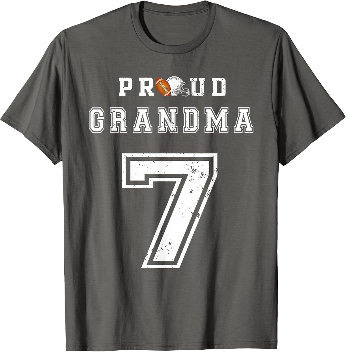 Custom Proud Football Grandma Number 7 Personalized for Men T-Shirt - Asphalt Grey
