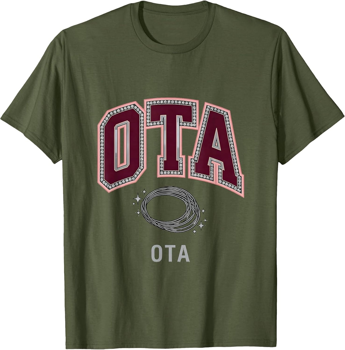 OTA Sparkle Varsity OT Physical Therapy Therapist Pride T-Shirt - Olive Green
