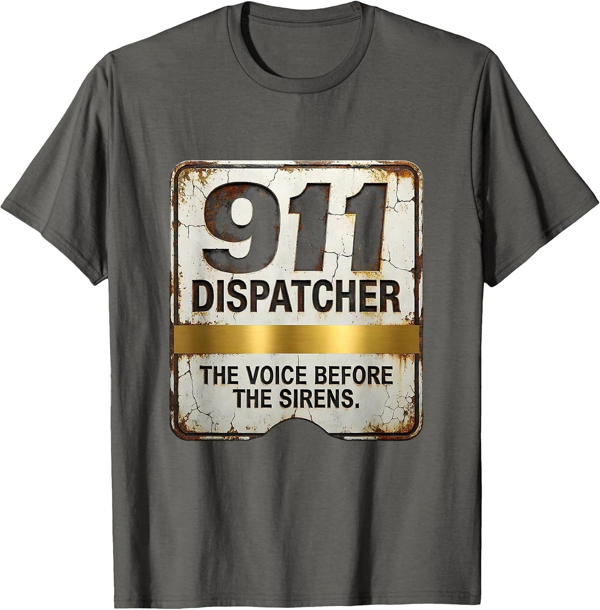 Men's 911 Dispatcher The Voice Before The Sirens Distressed T-Shirt - Asphalt Grey