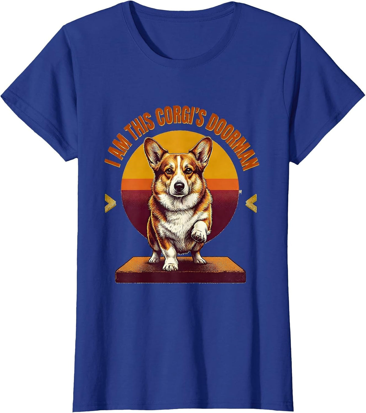 Women's I Am This Corgi's Doorman Funny Corgi Owner Breed Humor T-Shirt - Royal Blue