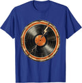 Cracked Vinyl Record Grunge Illustration T-Shirt - Royal Blue