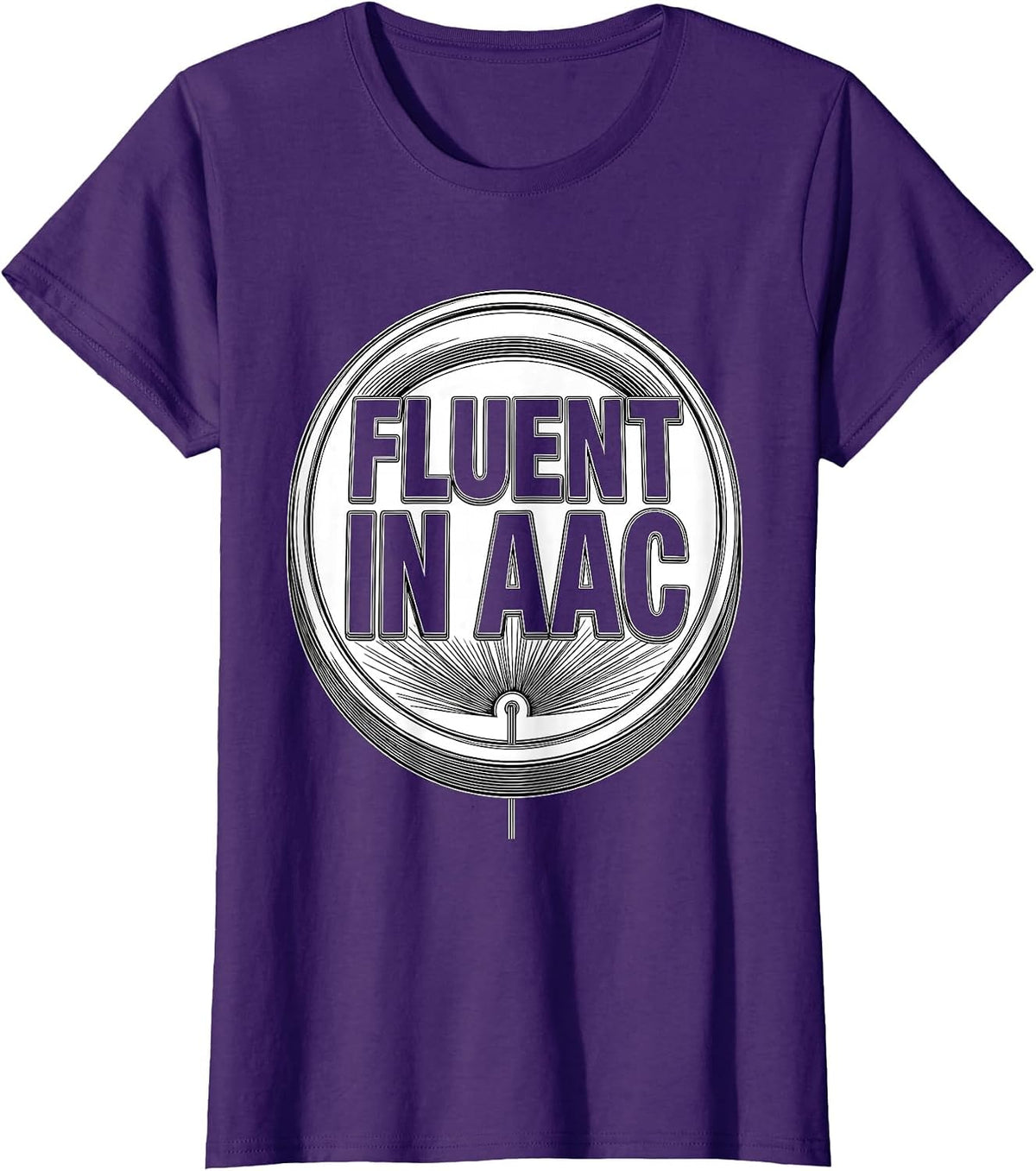 Women's Fluent In AAC Line Art Speech Therapy SLP Teacher T-Shirt - Purple