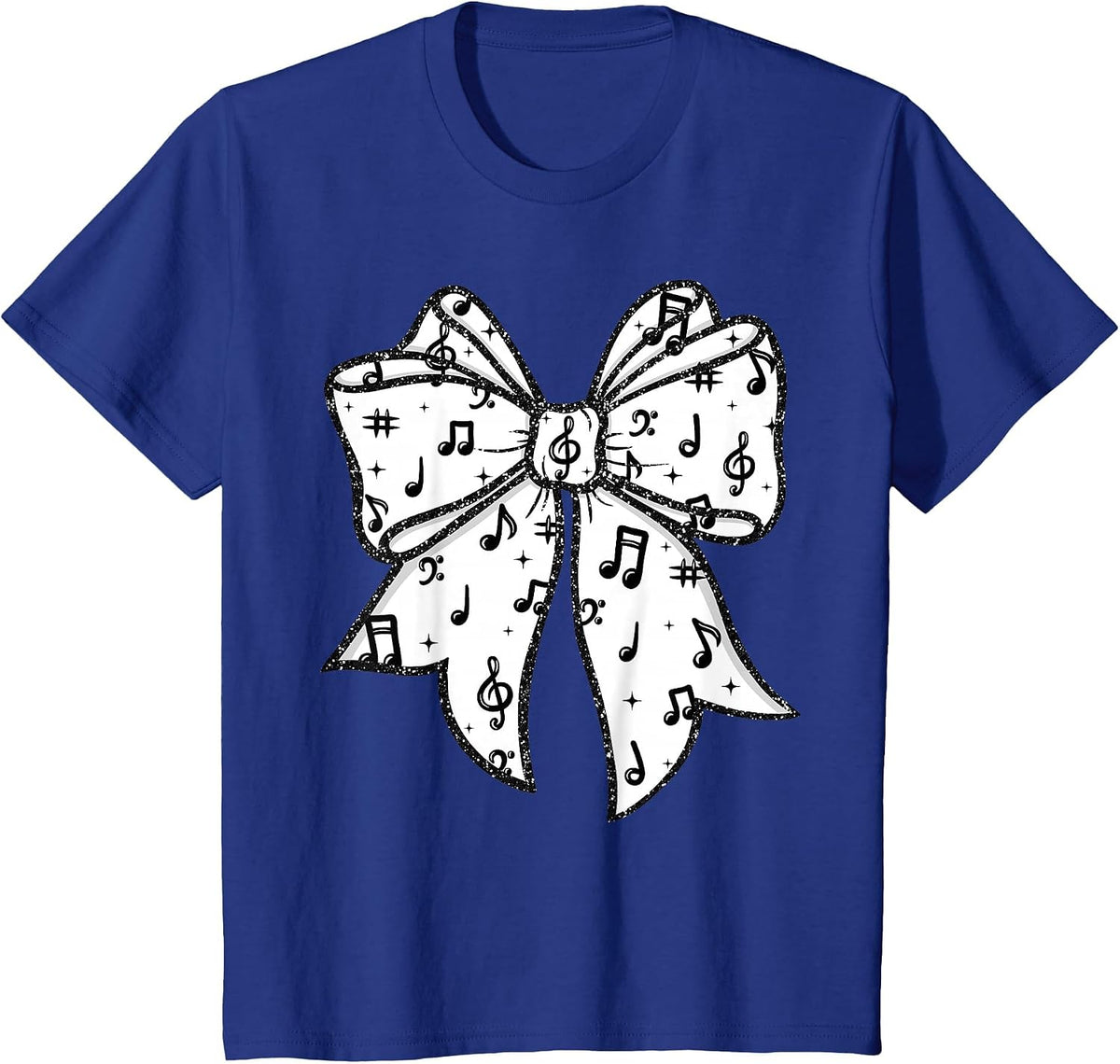 Music Notes Coquette Bow Music Teacher School Musician Band T-Shirt - Royal Blue