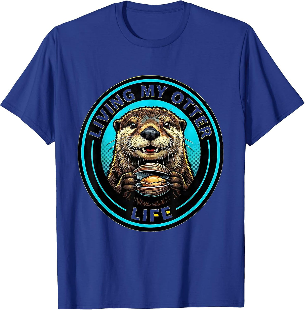 Men's Living My Otter Life Cute Otter Design T-Shirt - Royal Blue