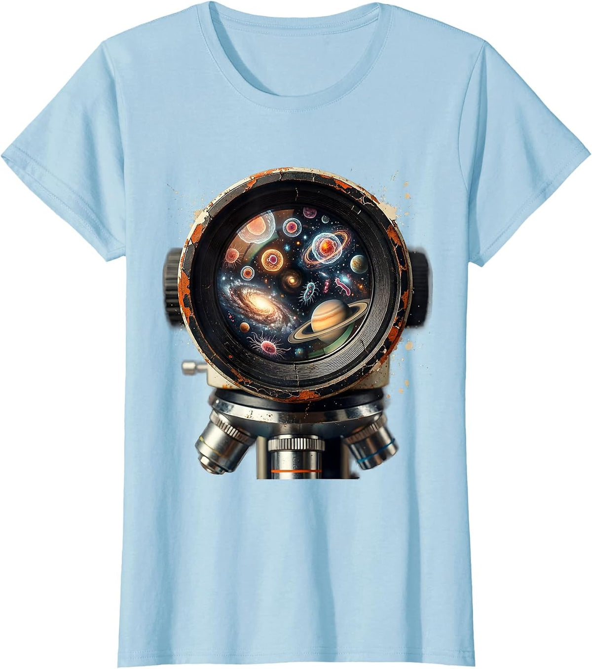 Microscope Universe Science Explorer Graphic T-Shirt - Baby Blue